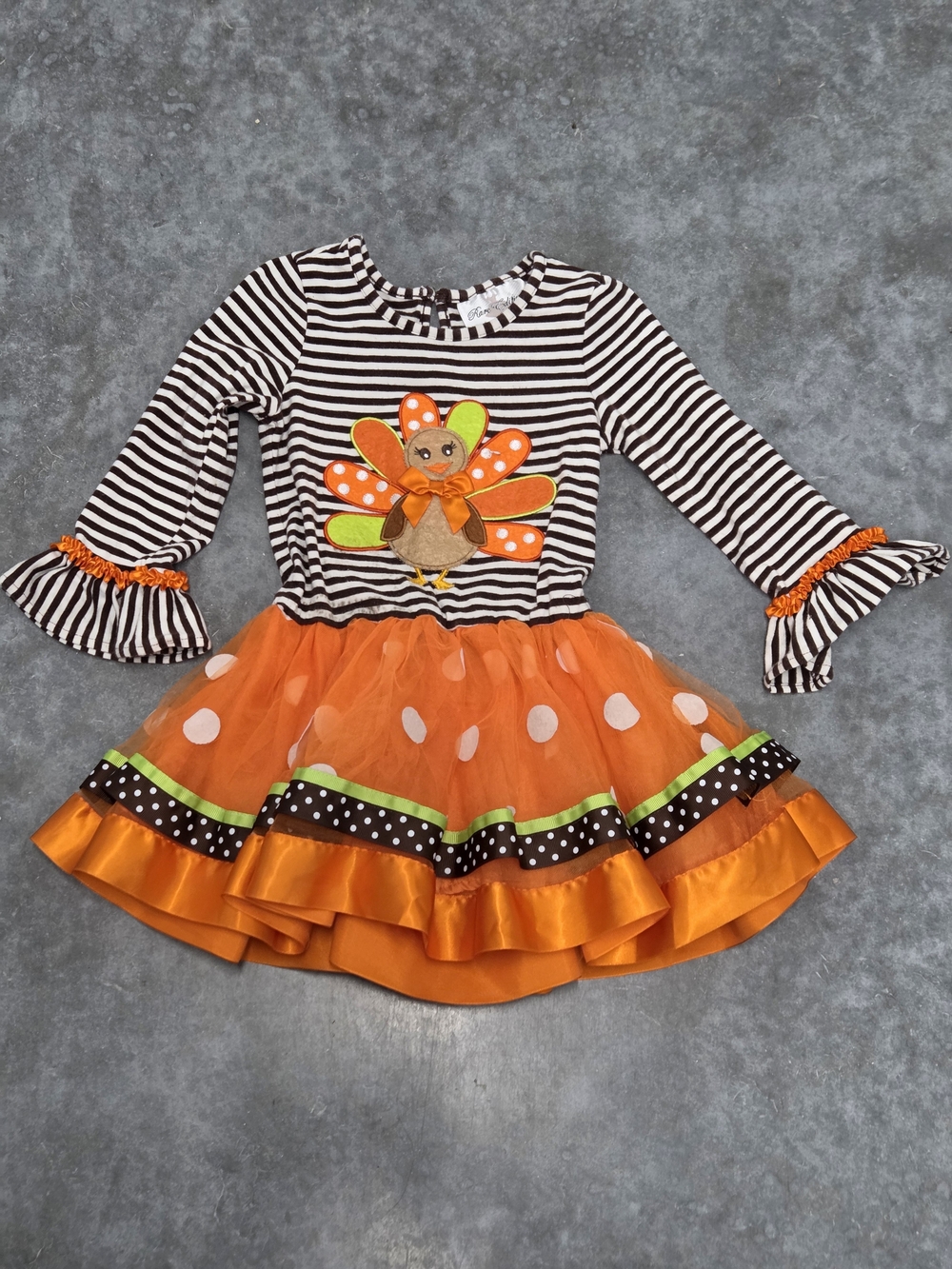Rare Editions Girls Turkey Tutu Dress - Striped Thanksgiving Costume Size 2T